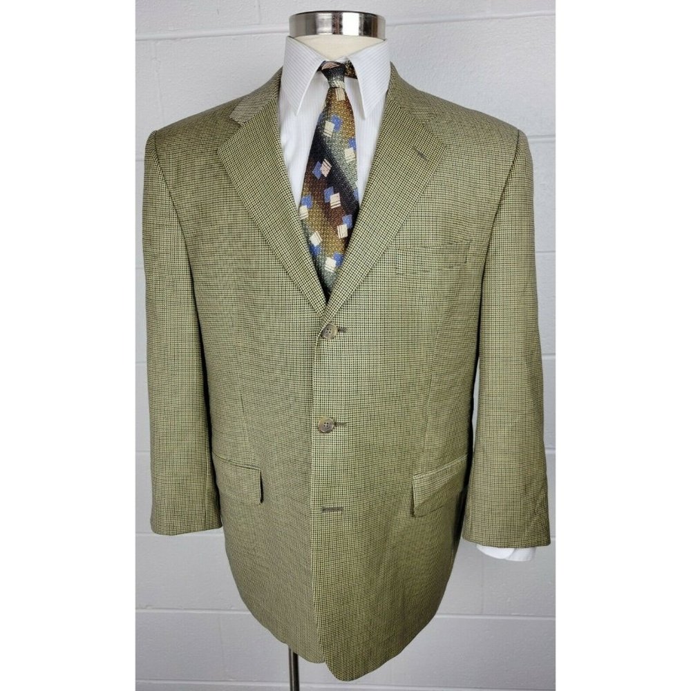 Jack Victor Mens Loro Piana‎ Zelander Wool Houndstooth Check Sport Coat 44R